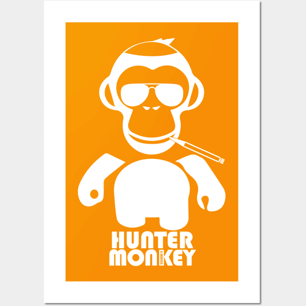 Hunter Monkey White Logo Wall Art by eddiegrant